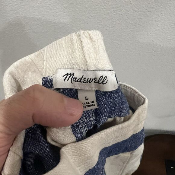 Madewell Huston Pants Womens Sz L Linen Blend Nautical Pocket Wide Leg Cropped - Picture 4 of 8